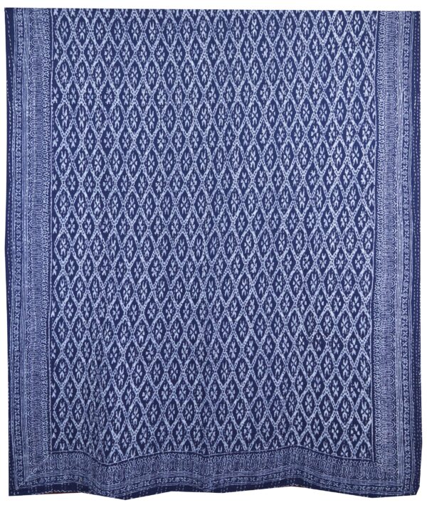 Indian Hand Block Cotton Ikat Print Kantha Throw Reversible Bedding Kantha Twin Size Bedspread