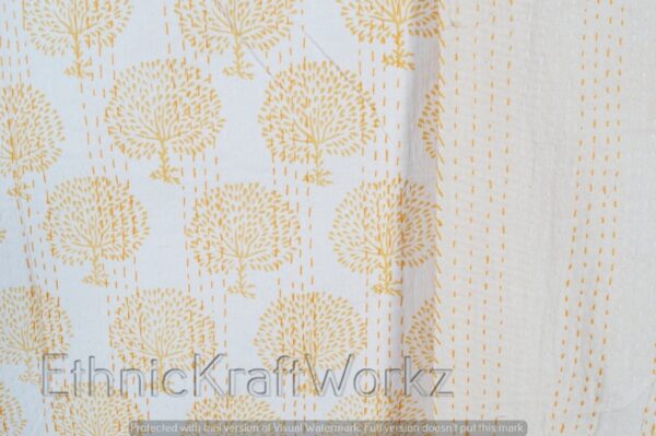 Indian Kantha Quilt Bedspread  Block Print Throw Cotton Blanket Gudari Queen Bedcover Cotton Kantha Quilt Bedspread Art decor