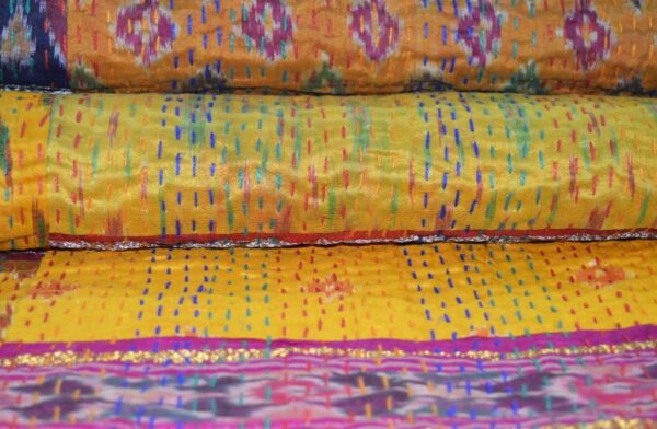 Indian Kantha, Patchwork Patola  Print Kantha, Bedspread 100% cotton, Kantha Quilt, Kantha Throw Bedspread Cotton Kantha Blanket